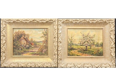 Pair Of Landscape Painting On Canvas Board Signed Scha