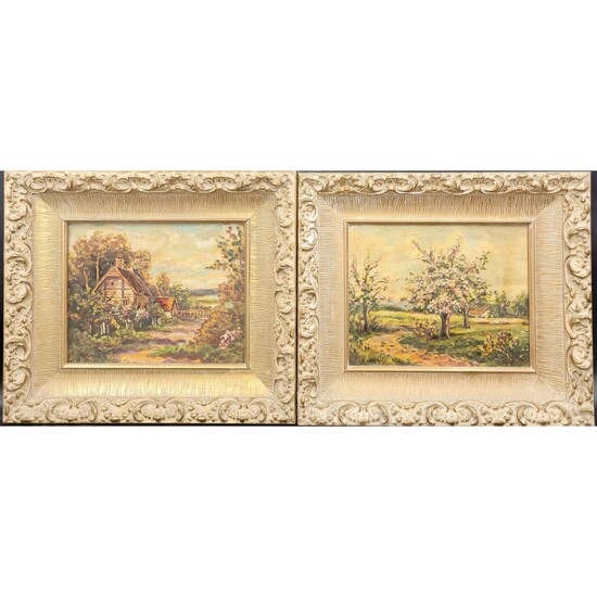 Pair Of Landscape Painting On Canvas Board Signed Scha