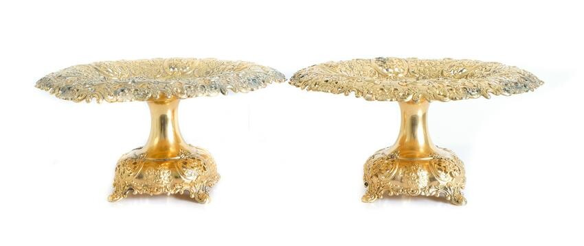 Pair, Tiffany and Co. Sterling Reticulated Tazzas