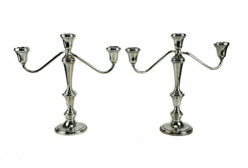 Pair Wallace Weighted Sterling Silver Candleabras