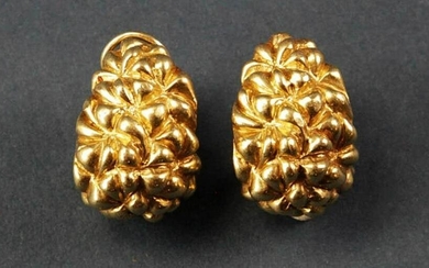 Pair of 14k Yellow Gold Earrings, Nugget Design