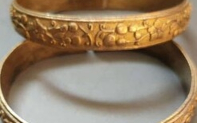 Pair of Chinese Gilt Silver Bangle