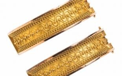 Pair of Etruscan Revival Gold Bracelets