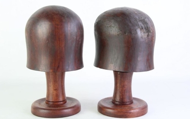 Pair of Timber Hat Blocks (H 29cm)
