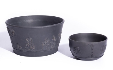 Pair of Vintage Wedgwood Black Basalt Jasperwar Bowls