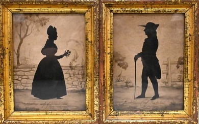 Pair of Watercolor and Silhouettes of Nathaniel Cook and Wife