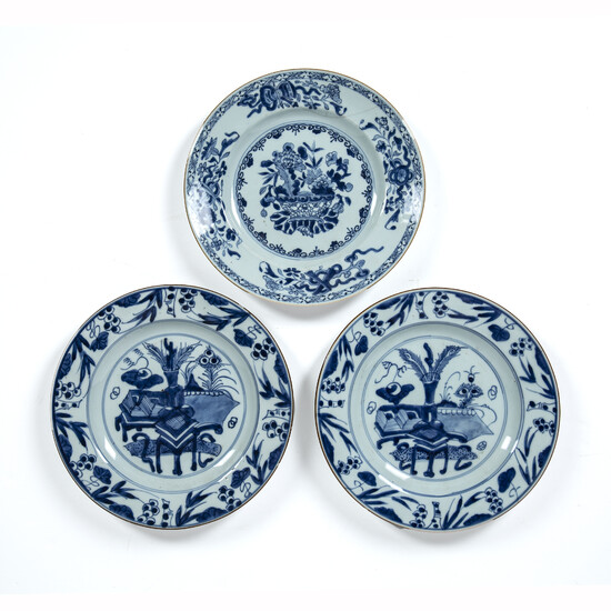 Pair of blue and white plates