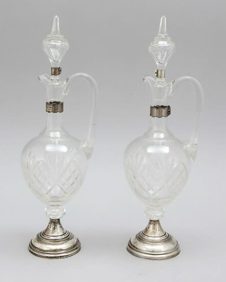 Pair of carafes with silv
