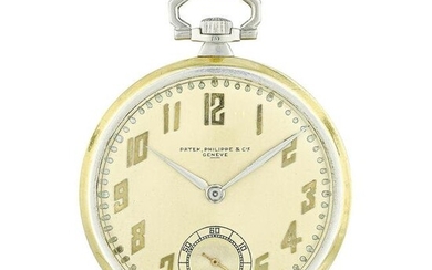 Patek Philippe 18K White and Yellow Gold Art Deco Open Face Pocket Watch
