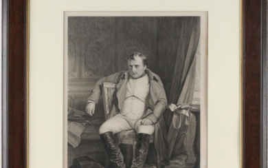 Paul Delaroche, French 1797-1856, Napoleon at Fontainebleau, Steel Engraving