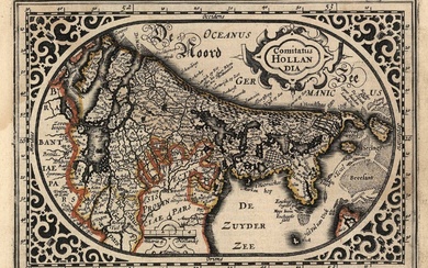 [Pays-Bas]. "Comitatus Hollandia". Carte ovale engr. avec bordures coloriées à la main par A. GOOS,...