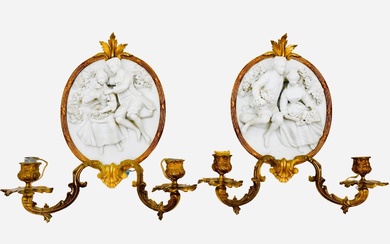 Perfect Condition Pair Louis XV Wall Apliques in Meissen Tender...