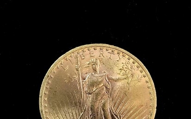 Pièce de 20 dollars US en or 900°/00 datée 1922. Diamètre env. 3.4 cm. Poids...