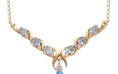 Plated 18KT Yellow Gold 4.00ctw Blue and White Topaz Pendant...