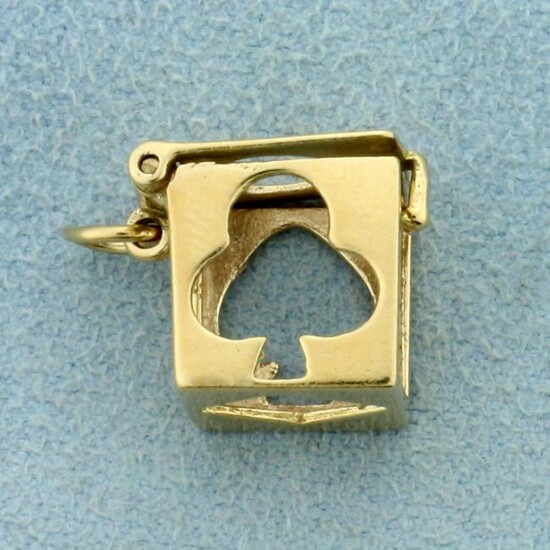 Playing Card Suit Box Charm in 14K Yellow Gold