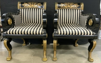 Pr KINDEL FURNITURE Inlaid Empire Lounge Chairs