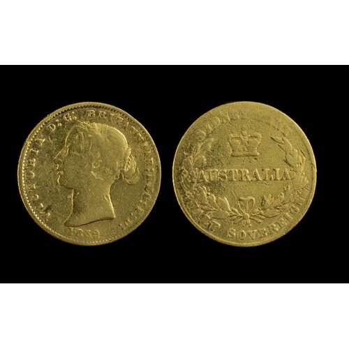 Queen Victoria Young Head - Australia 22ct Gold Half Soverei...