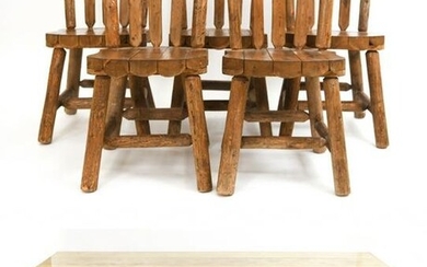 RUSTIC WOOD DINING TABLE AND (4) CHAIRS BY WALPOLE