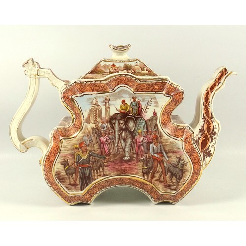 Rare late Victorian Burgess & Leigh earthenware teapot of sh...