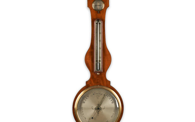 Regency Inlaid Mahogany-veneer Wheel Barometer, C. Galli (retailer), Edinburgh, Scotland,...