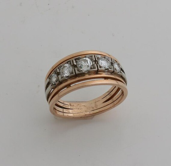Ring in white and red gold, 585/000, with