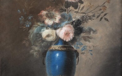 Robert de la HOULIERE (1741-1800) "Bouquet de fleurs dans un vase de Sèvres"
