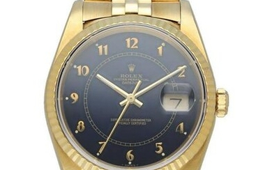 Rolex Datejust 16238 18k Yellow Gold Blue Men's Watch