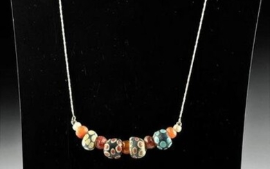 Roman Carnelian / Glass Beads Necklace + Earrings