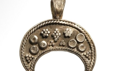Roman Silver Lunar Crescent Pendant