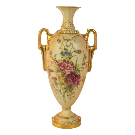 Royal Worcester English Antique Handled Flora Vase