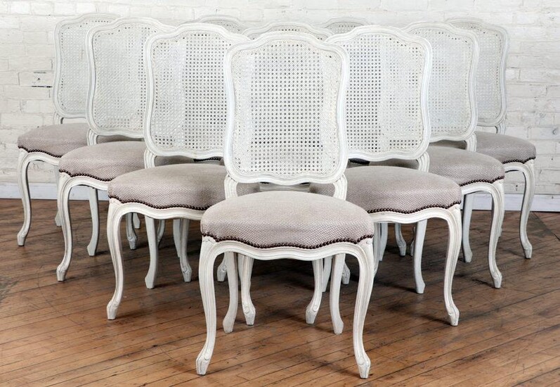 SET 10 FRENCH LOUIS XV STYLE DINING CHAIRS