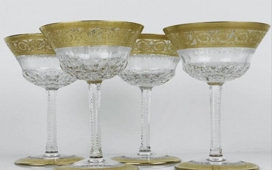 SET OF 4 THISTLE PATTERN ST LOUIS CHAMPAGNE GLASSES
