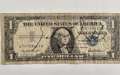 Salvador Dali signed 1957 dollar bill