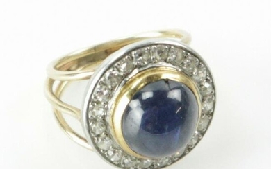 Sapphire, Diamond, and Gold Ring