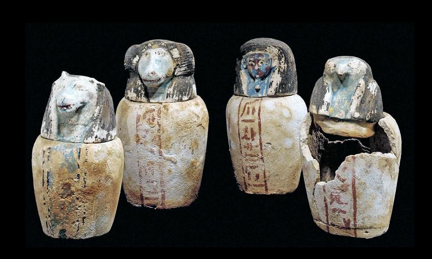 Rare Set Egyptian 26th Dynasty Canopic Jars - Art Loss