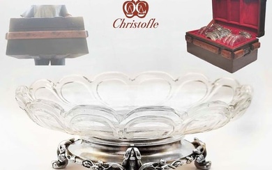 Set Of Eight 19th C. French Silver Plated Christofle Centerpieces With Original Storage Trunk