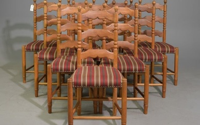 Set of 10 Danish Oak High Back Dining Chairs