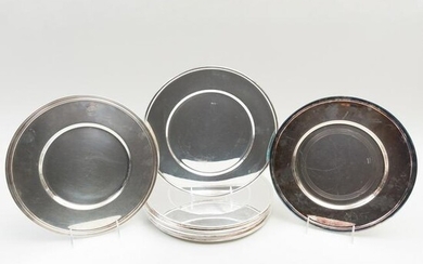Set of Eight Ercuis Silver Plate Chargers and Two
