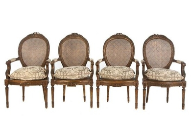 Set of Four Louis XVI Style Cane Seat Chairs