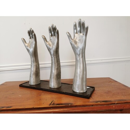 Set of rare early 20th C. polished metal glove makers hands ...