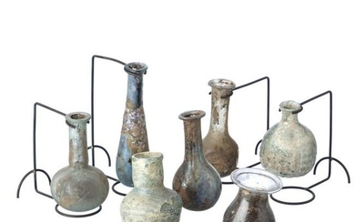 Set of seven small roman glass vials