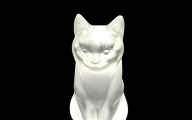 Signed Lalique French Crystal Cat Figure