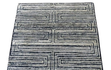 Silk With Oxidized Wool Hand-Knotted Sample Rug