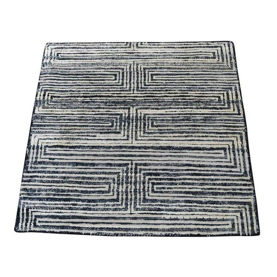 Silk With Oxidized Wool Hand-Knotted Sample Rug