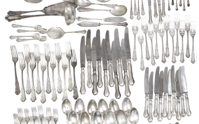 Silver Flatware Cutlery Set, M.H. Wilkens & Sohne, Bremen, Germany, Early 20th Century.