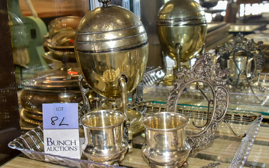Silverplate Egg Cup, Salts and Frame