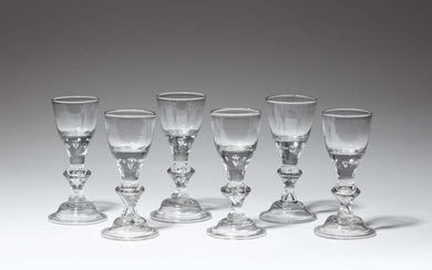 Six Lauenstein glass goblets