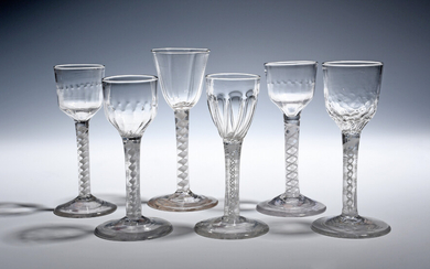 Six wine glasses c.1750-60