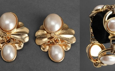 Sorelli Gold-Tone & Faux Pearl Bracelet & Earrings
