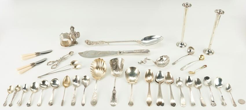 Sterling Flatware, Candlesticks, Napkin Ring and more